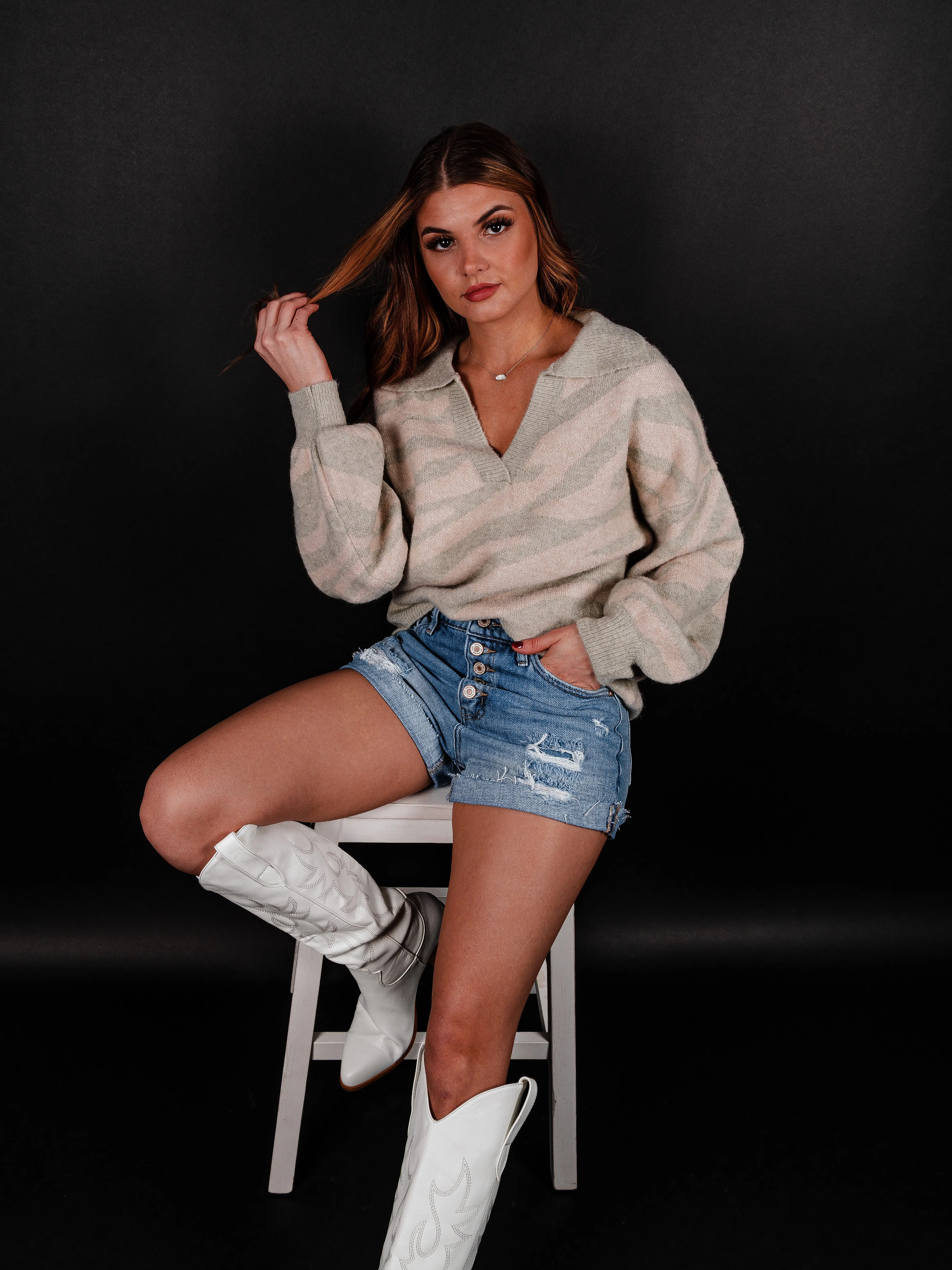 By All Means Printed Long Sleeve Sweater