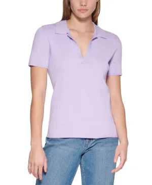 Calvin Klein Womens Short Sleeve Rib Knit Collared Sweater Polo M2AS8735