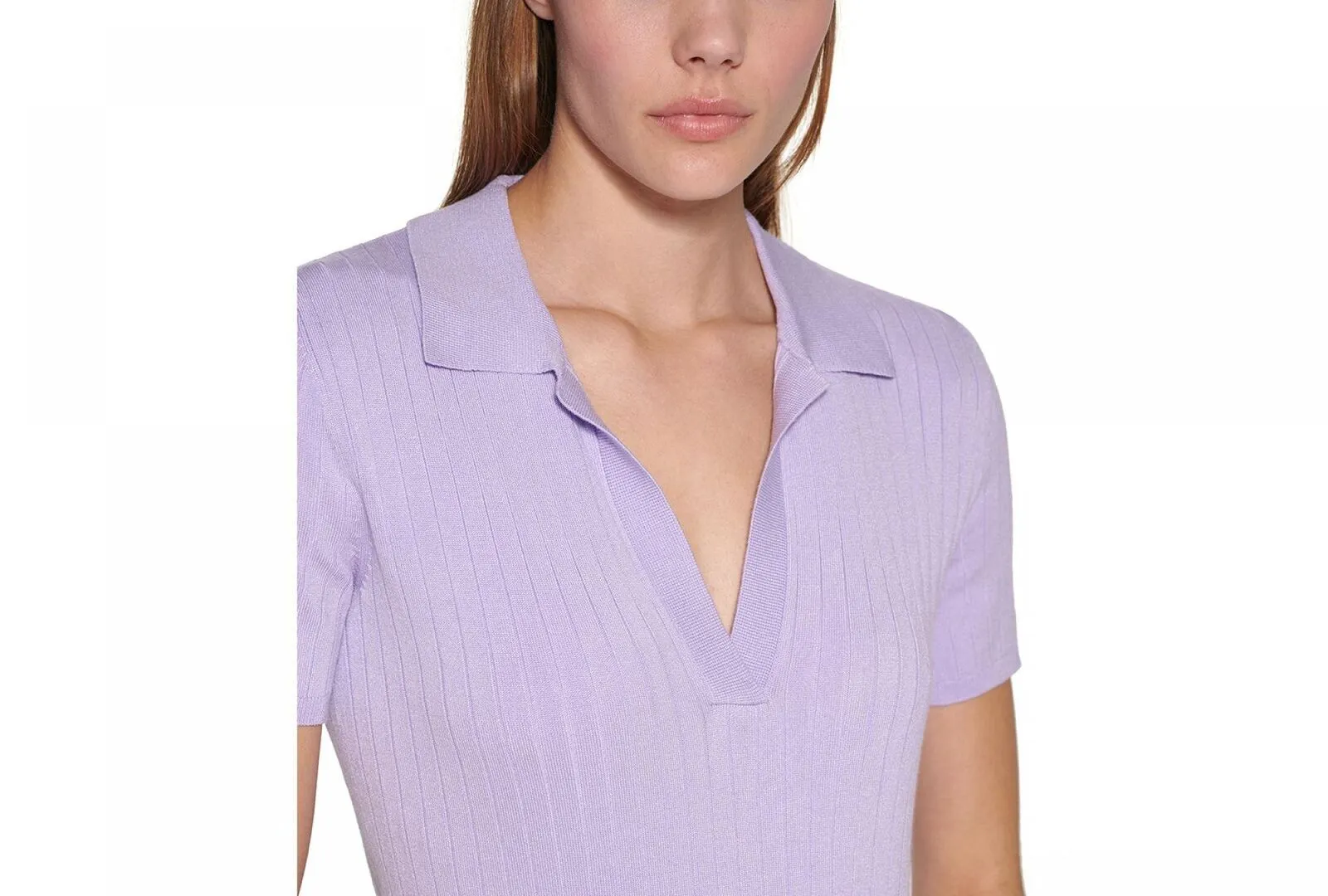 Calvin Klein Womens Short Sleeve Rib Knit Collared Sweater Polo M2AS8735