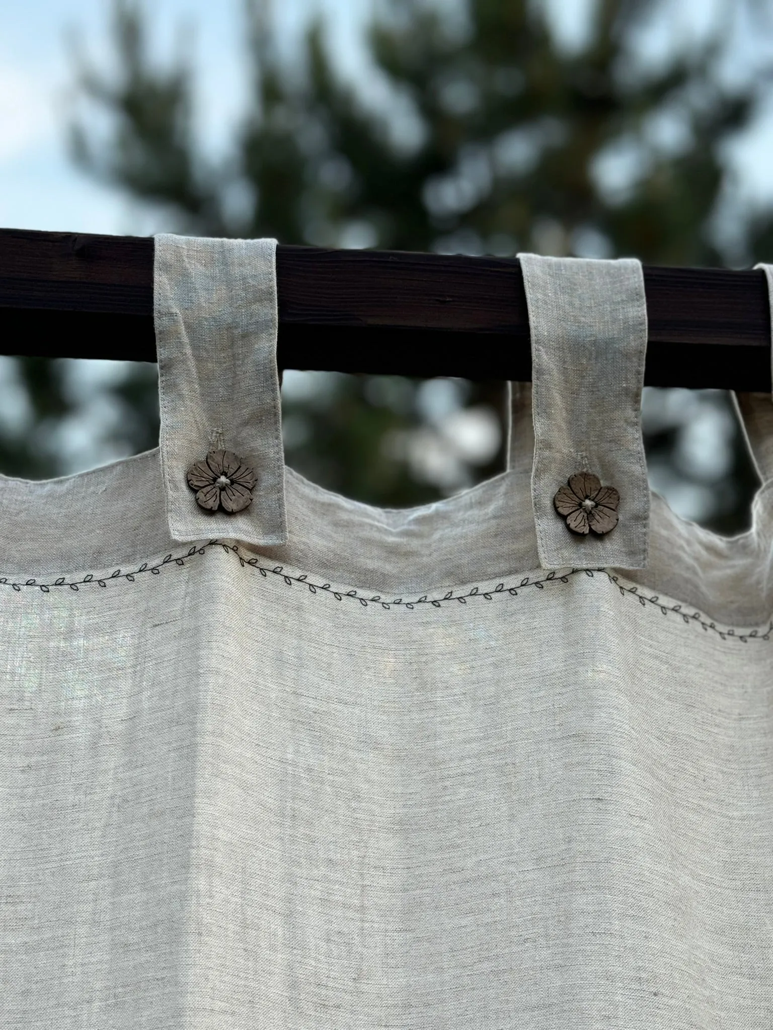 Canopy bed linen curtains with tab tops (175 g/m2 density)