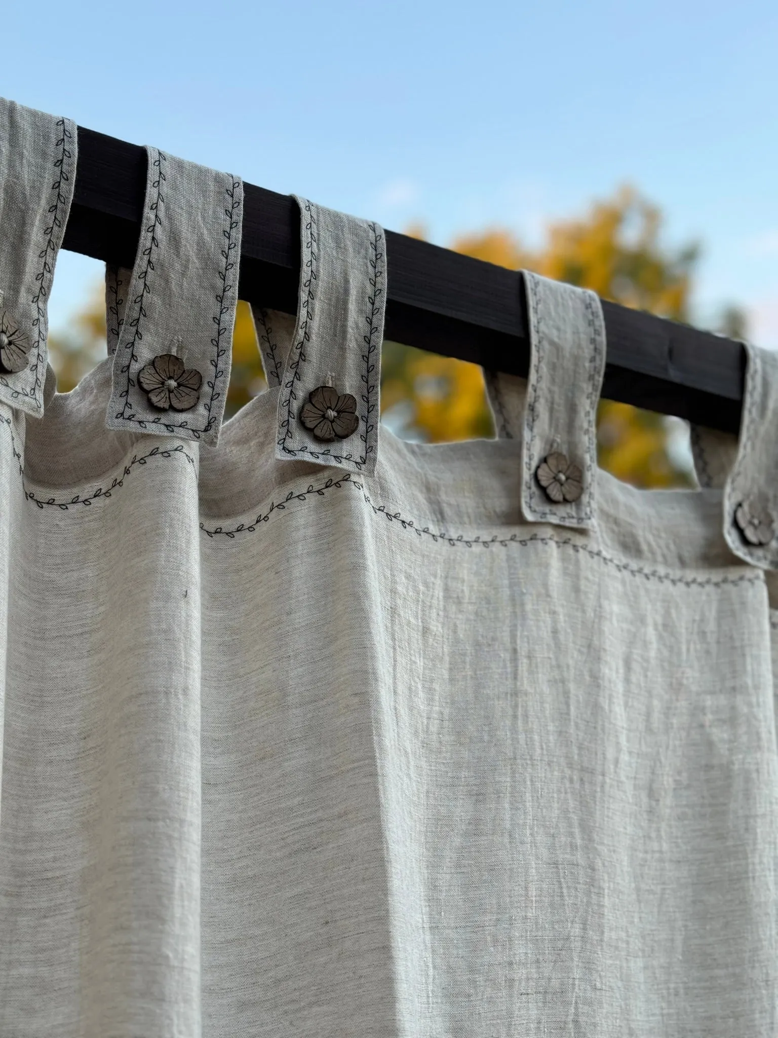 Canopy bed linen curtains with tab tops (175 g/m2 density)
