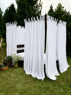 Canopy bed linen curtains with tab tops (175 g/m2 density)