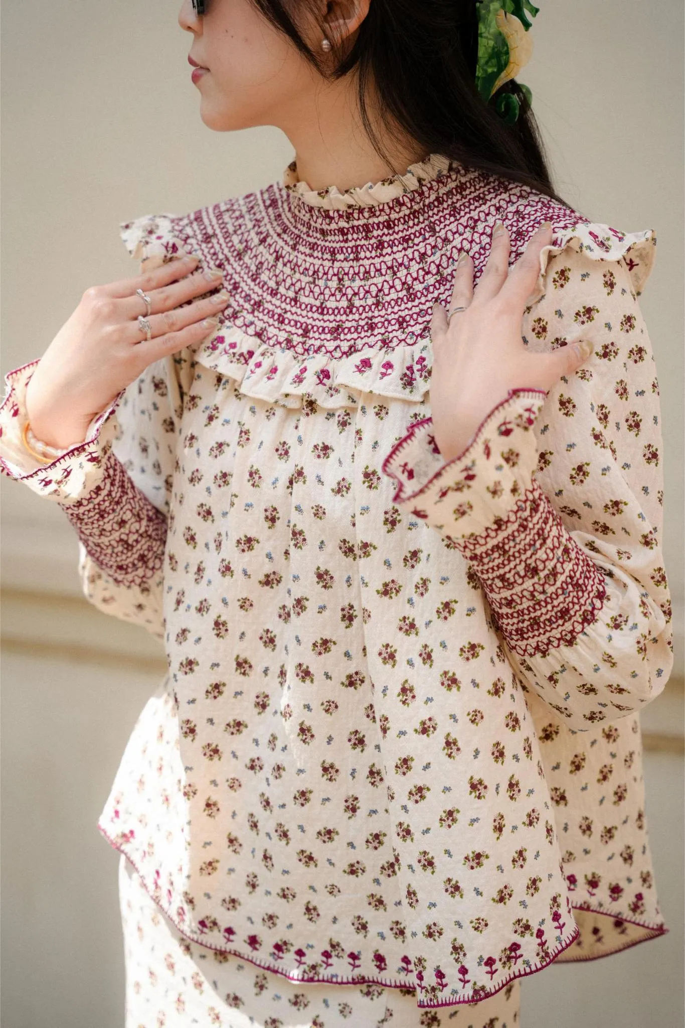 CARO KURUNG IN BURGUNDY FLORAL