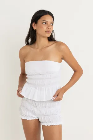 Carrie Smocked Top White