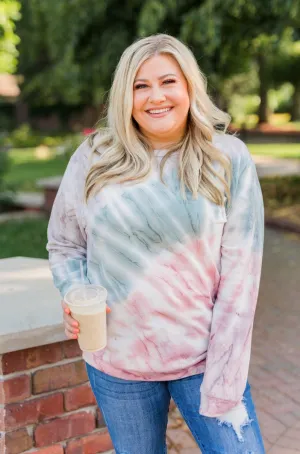 Change Of Heart Tie Dye Pullover Top- Taupe, Sage, & Mauve
