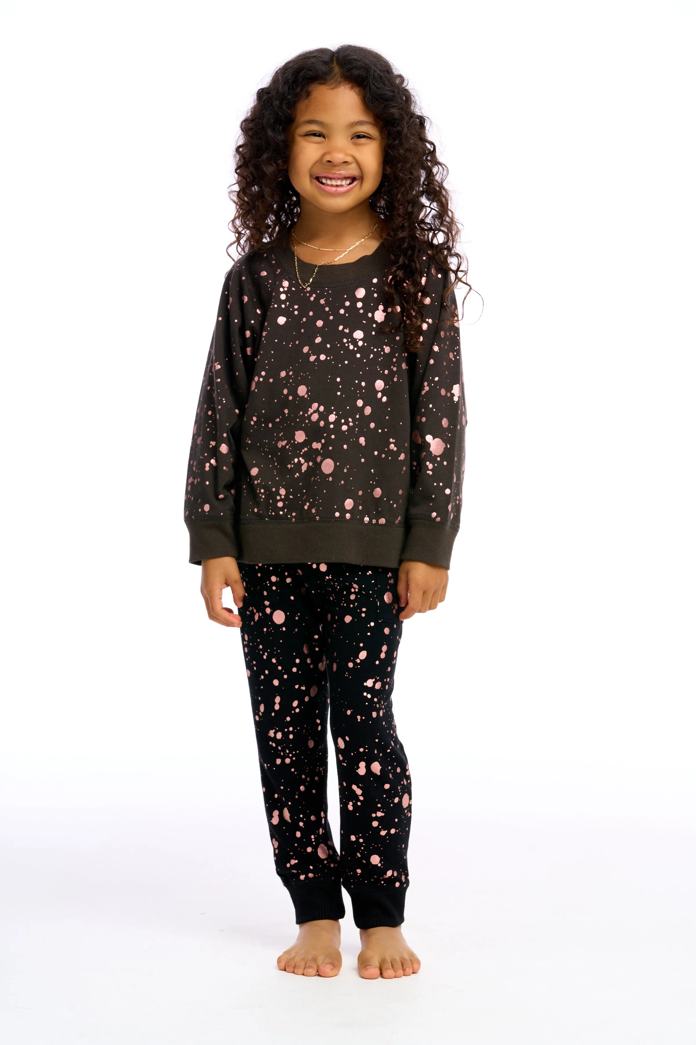 Chaser Rose Gold Foil Splatter Knit Pants