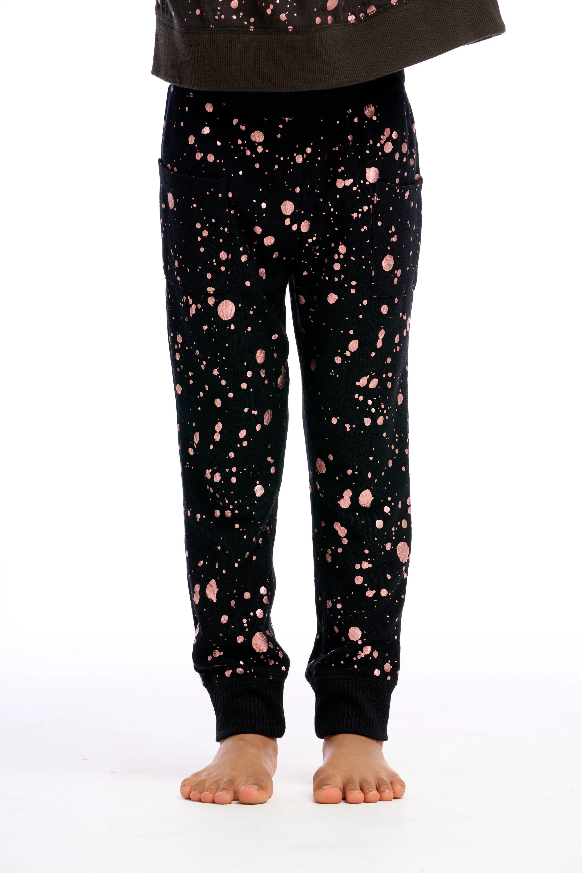 Chaser Rose Gold Foil Splatter Knit Pants