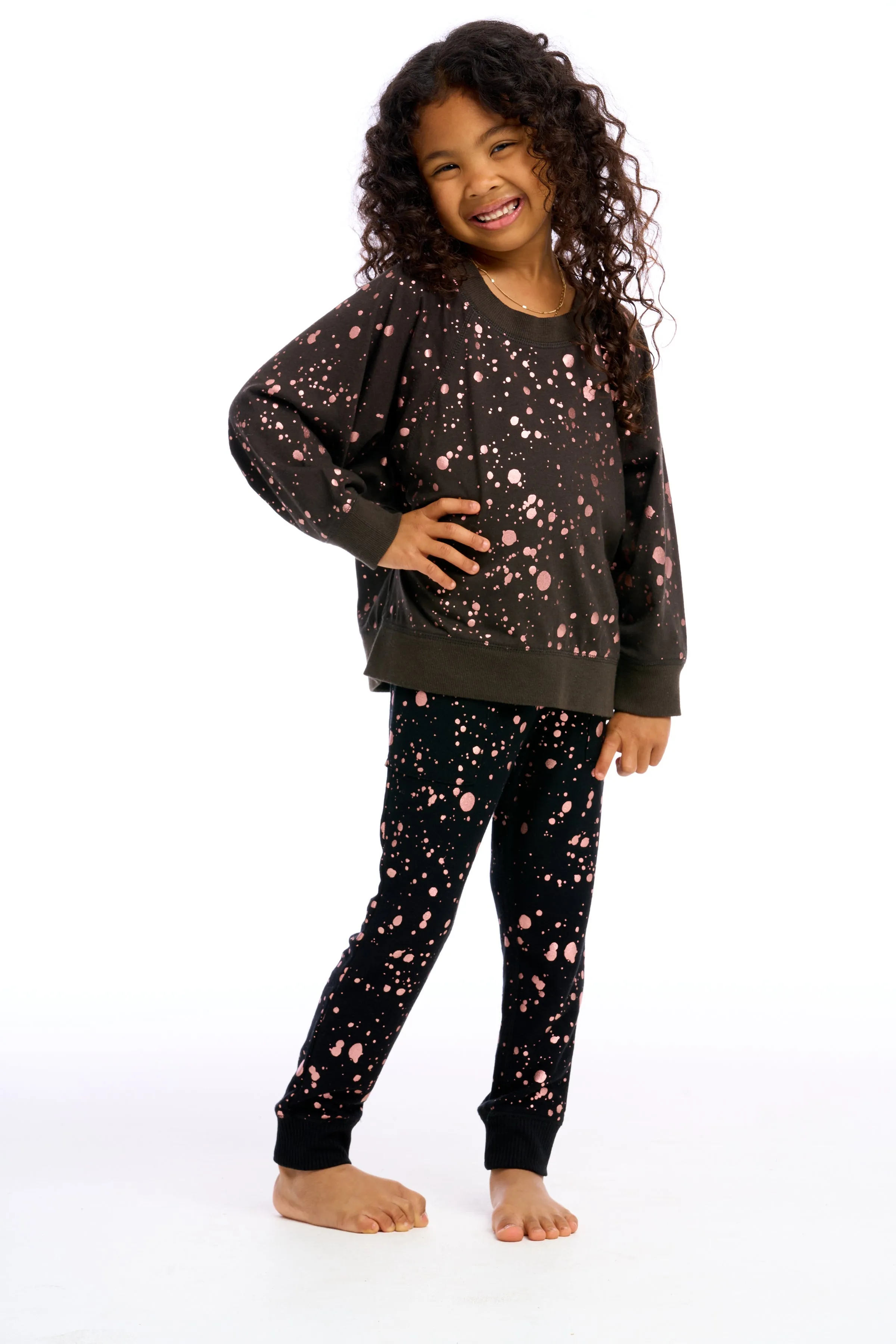Chaser Rose Gold Foil Splatter Knit Pants