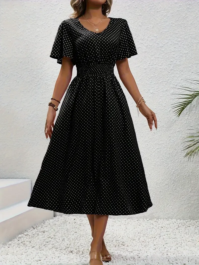 Chastienne - Printed Short Sleeve Casual Dress