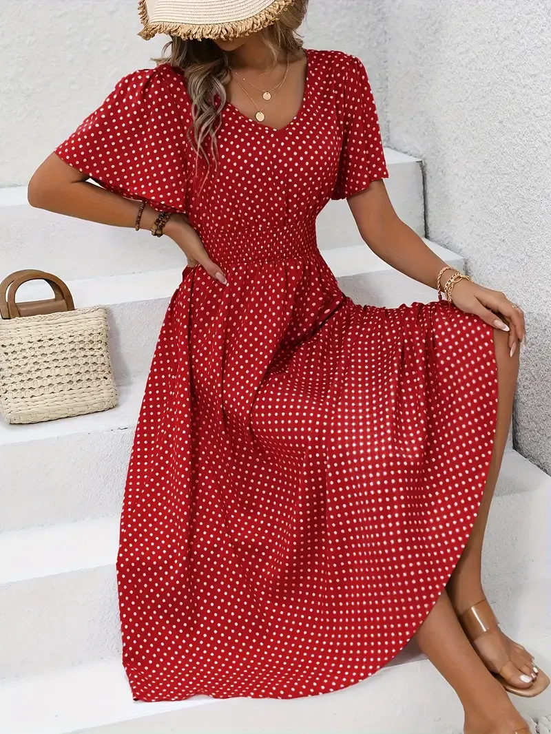 Chastienne - Printed Short Sleeve Casual Dress