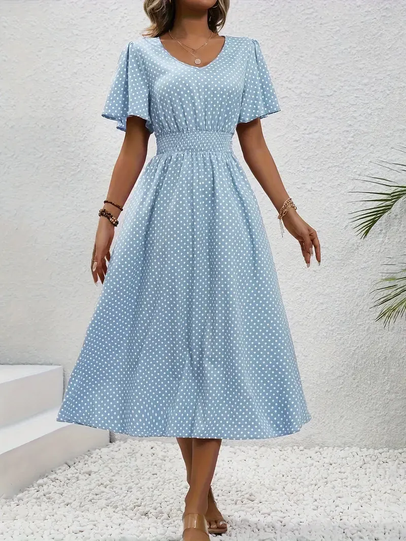 Chastienne - Printed Short Sleeve Casual Dress