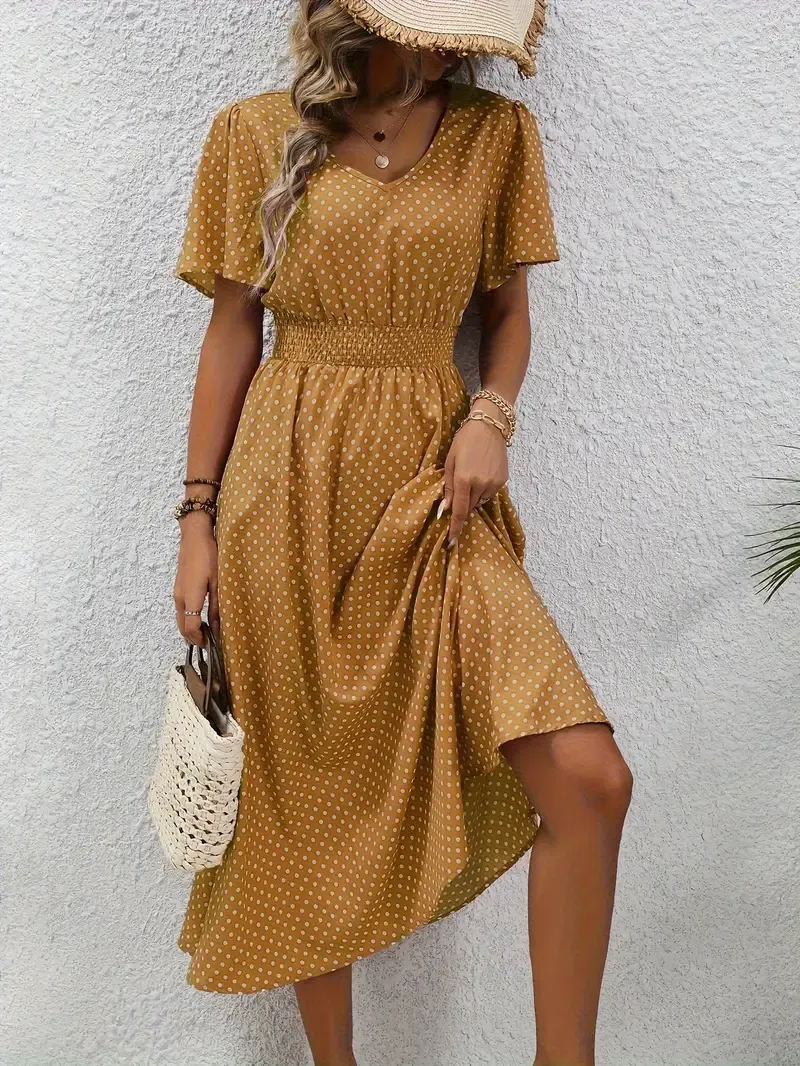 Chastienne - Printed Short Sleeve Casual Dress