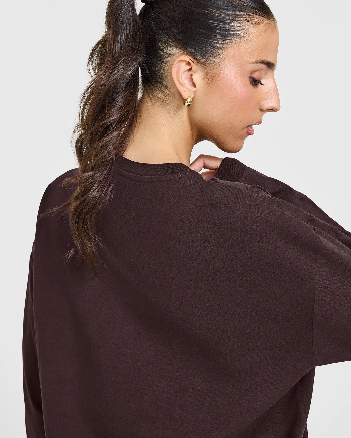 Classic Oversized Lightweight Long Sleeve Top | Plum Brown