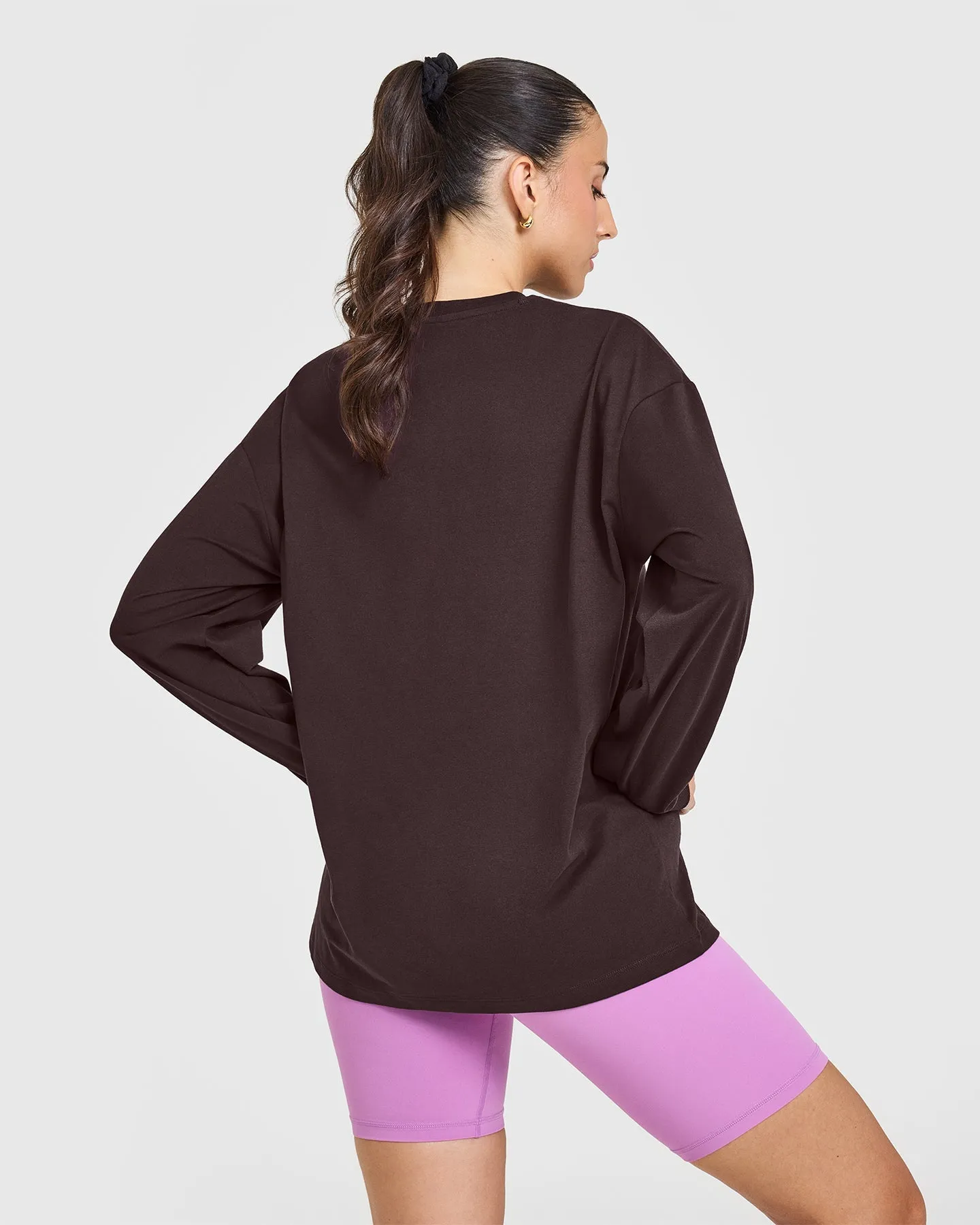Classic Oversized Lightweight Long Sleeve Top | Plum Brown