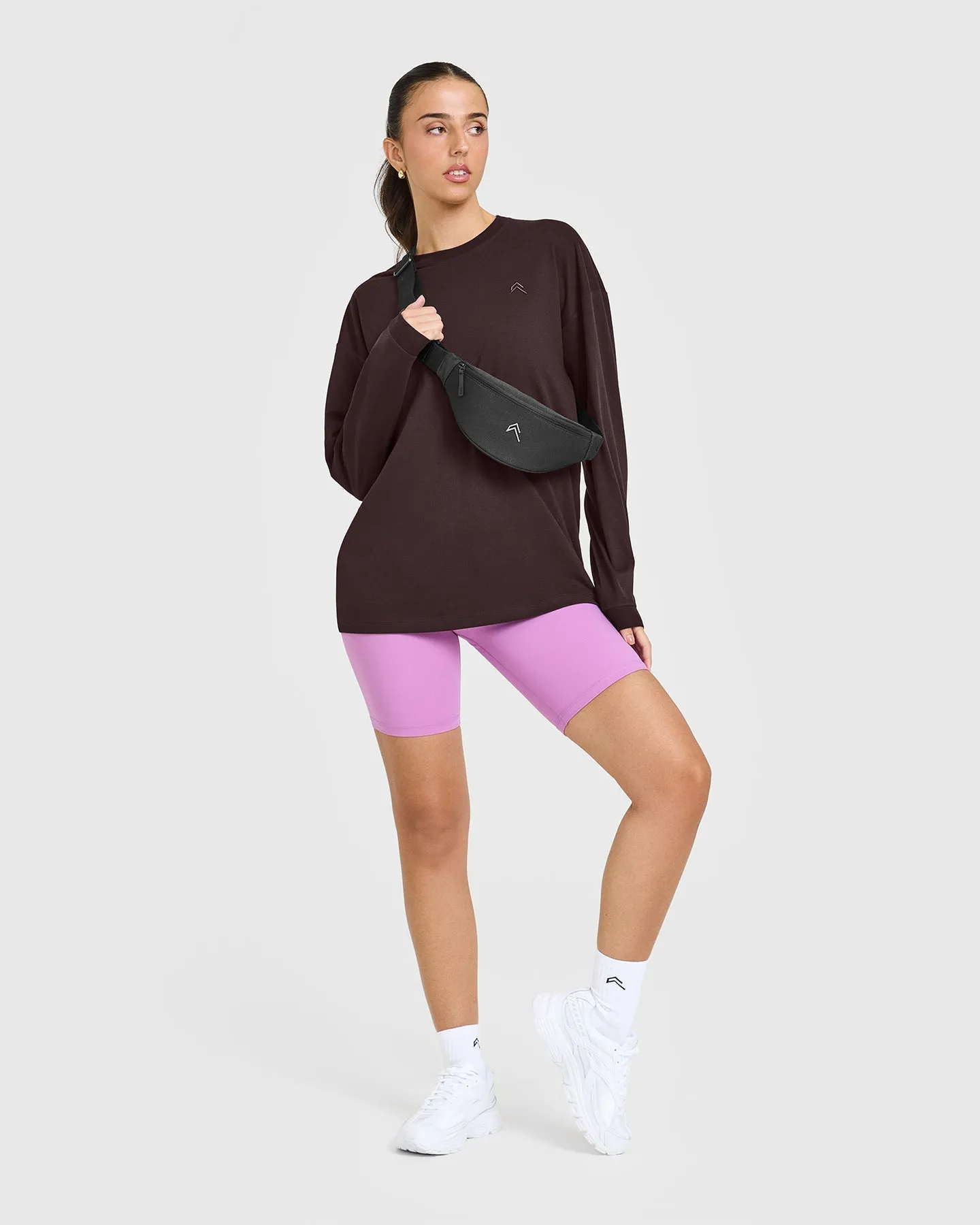 Classic Oversized Lightweight Long Sleeve Top | Plum Brown
