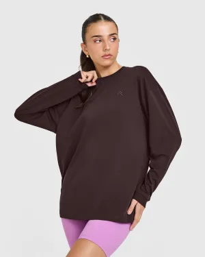 Classic Oversized Lightweight Long Sleeve Top | Plum Brown