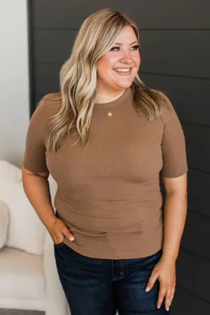 Clear Intentions Ribbed Top- Mocha