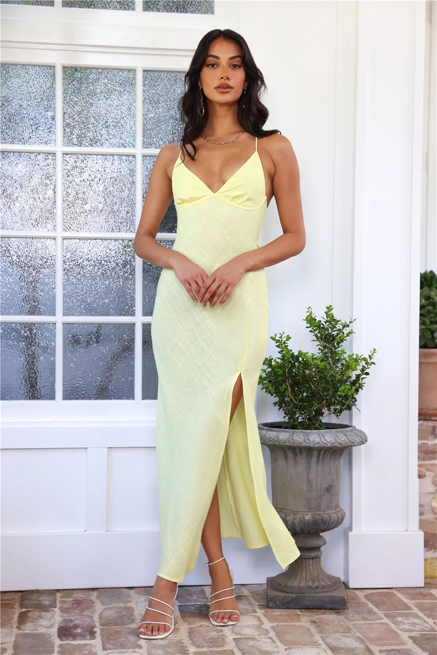 Coastal Resort Linen Maxi Dress Yellow