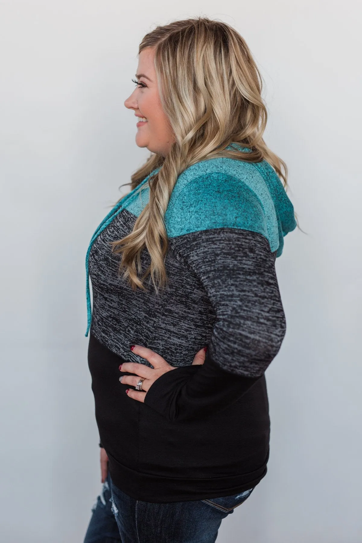 Come Together Color Block Hoodie - Blue & Black