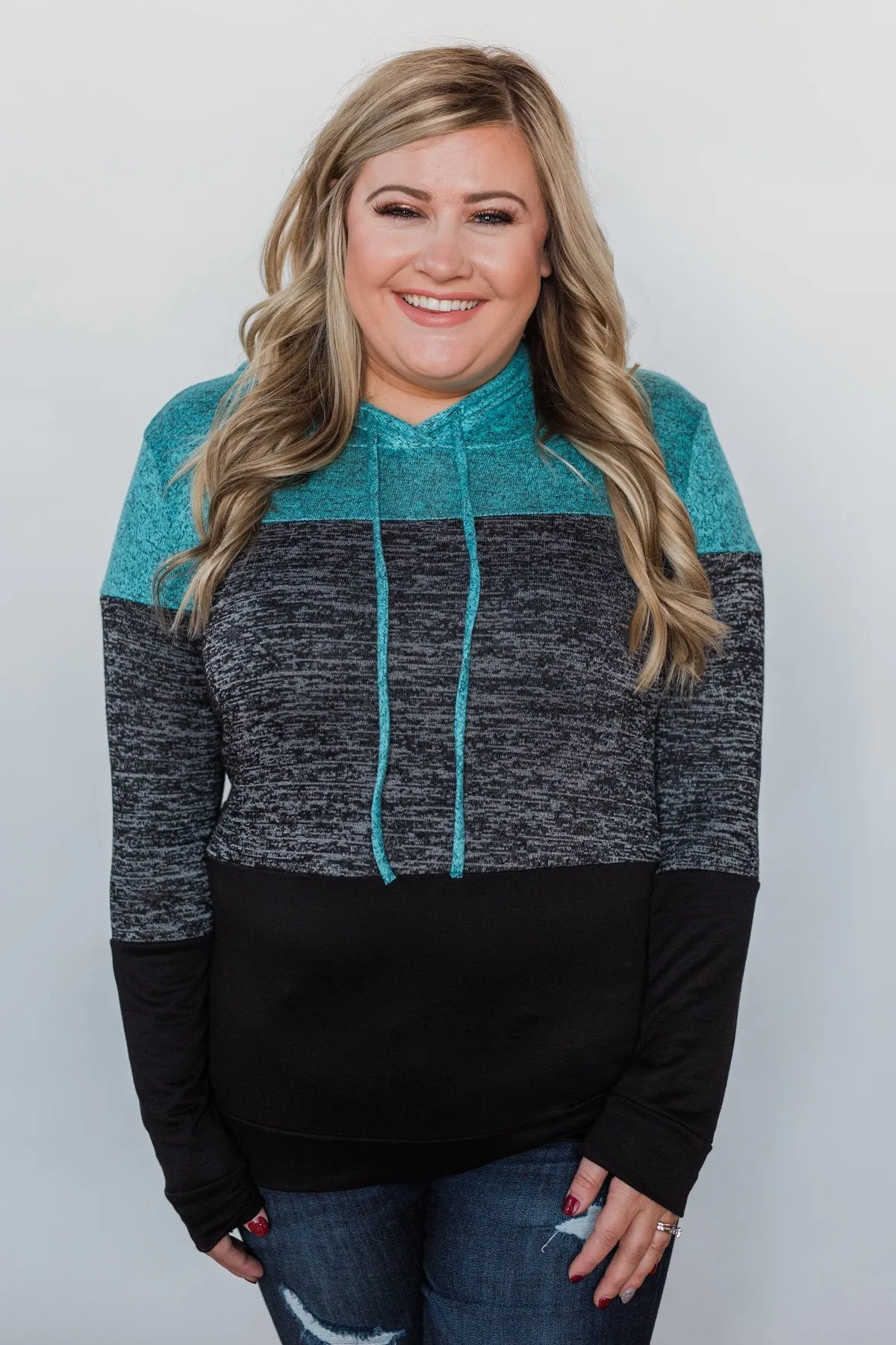Come Together Color Block Hoodie - Blue & Black