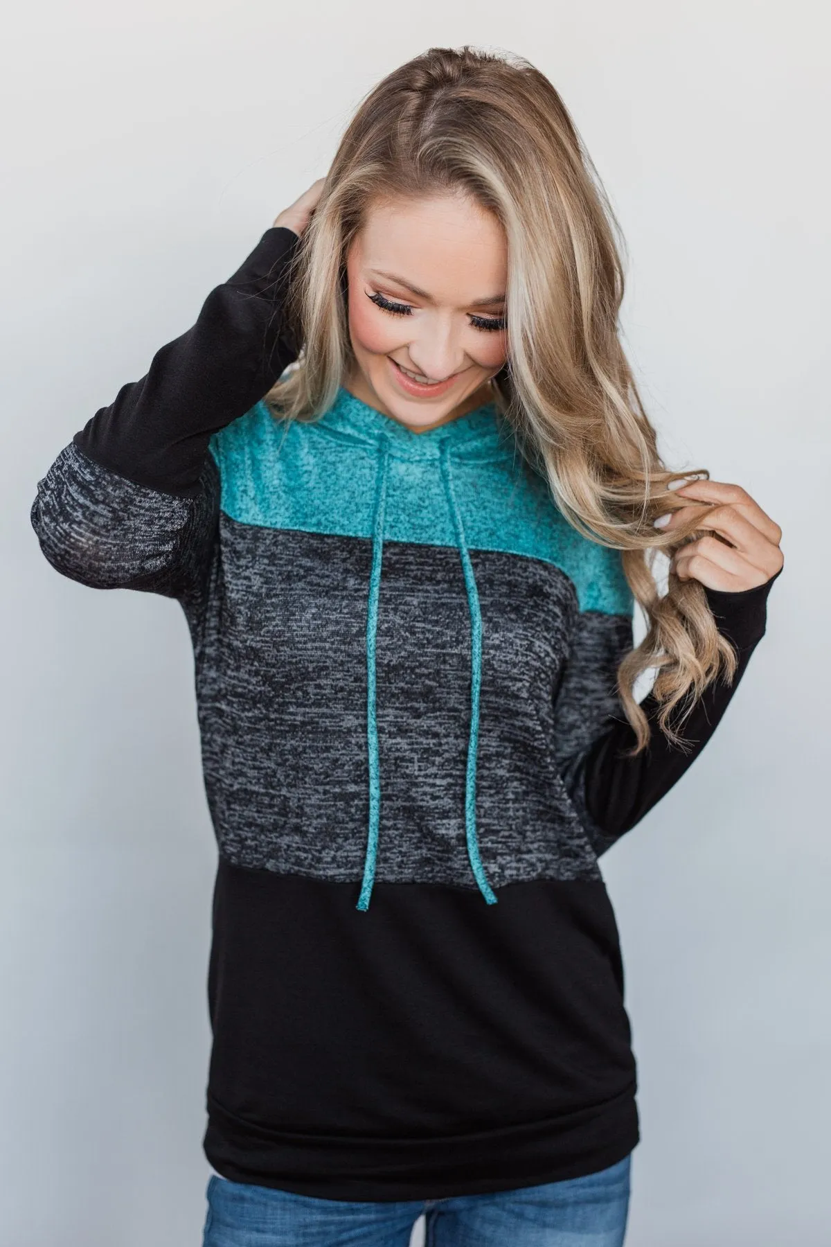 Come Together Color Block Hoodie - Blue & Black