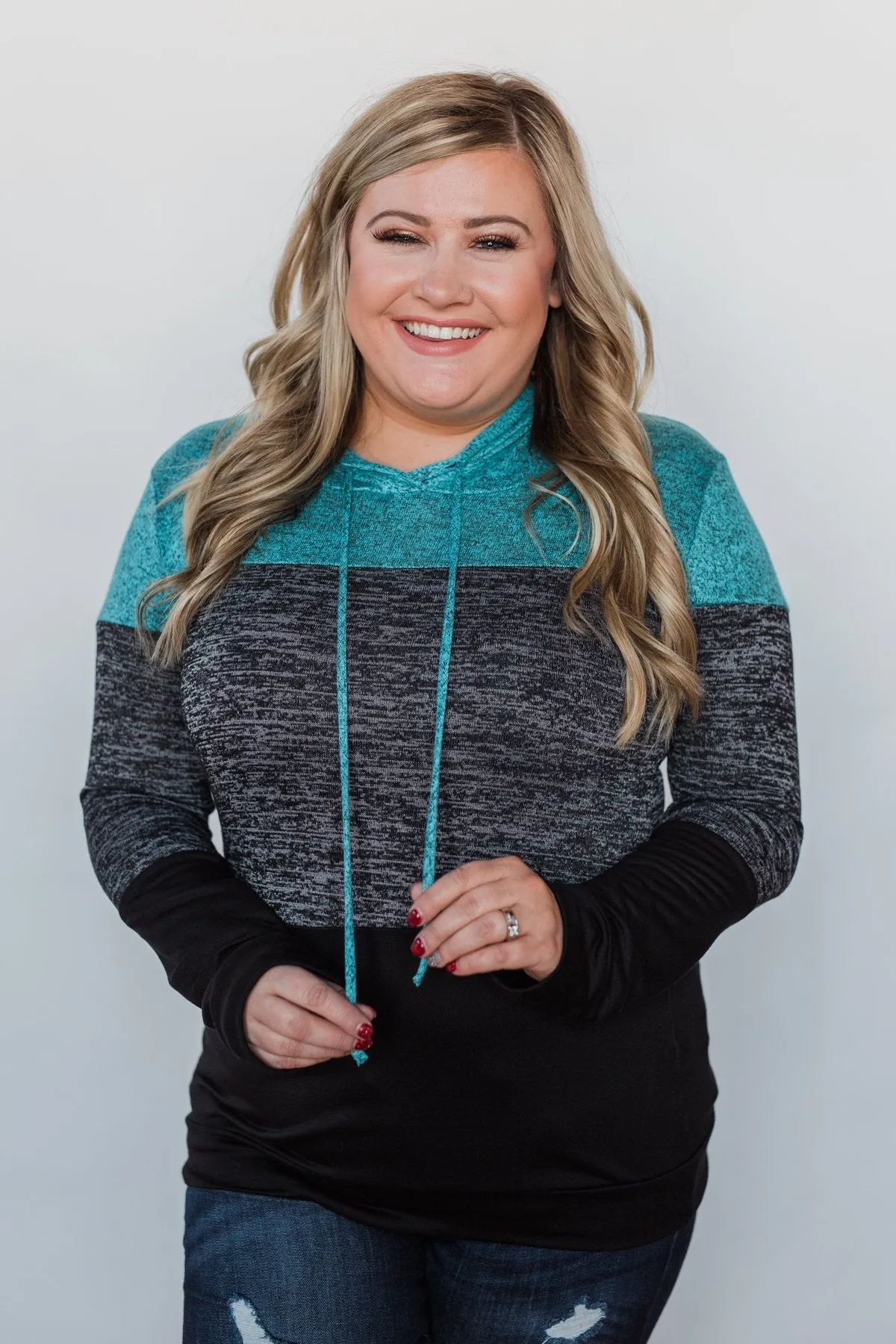 Come Together Color Block Hoodie - Blue & Black