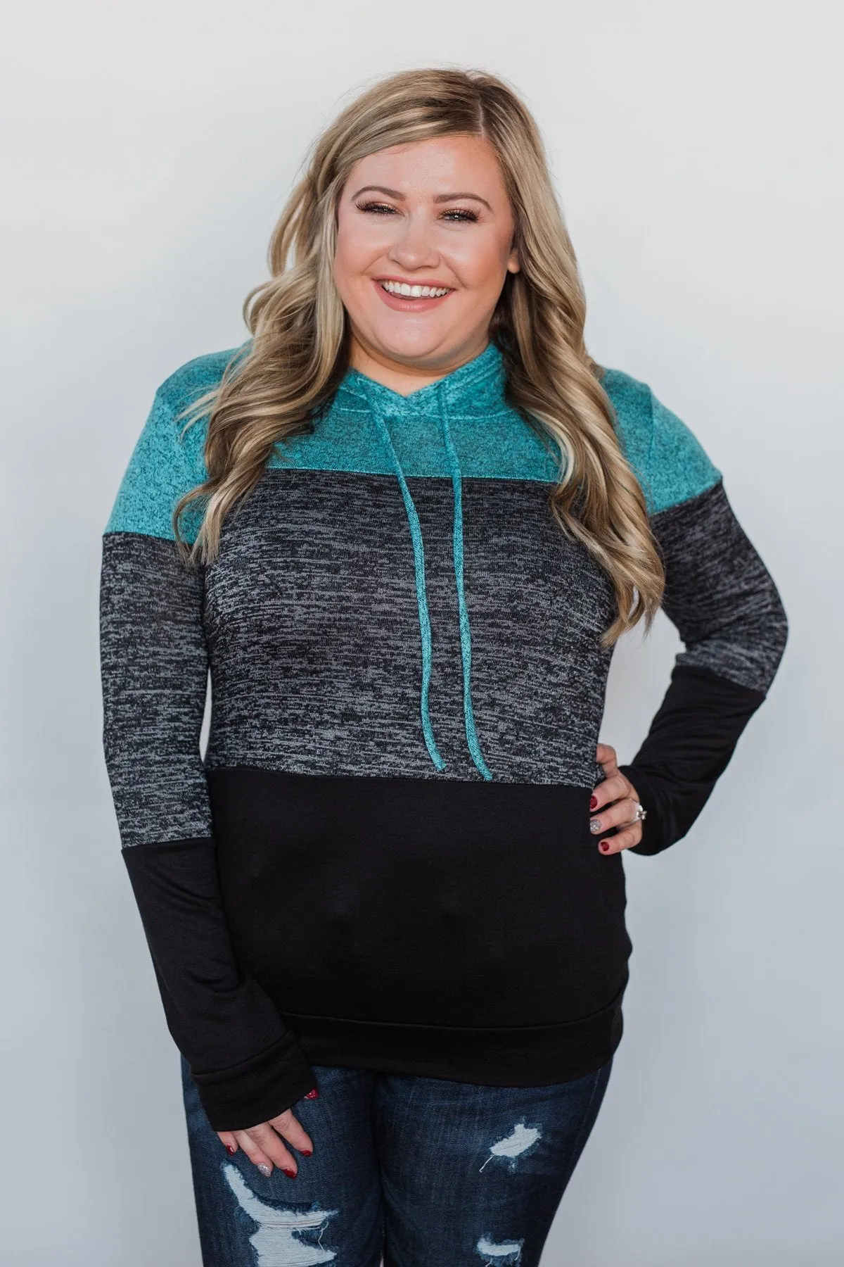 Come Together Color Block Hoodie - Blue & Black