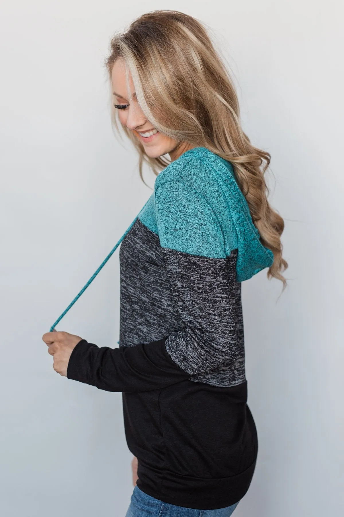 Come Together Color Block Hoodie - Blue & Black