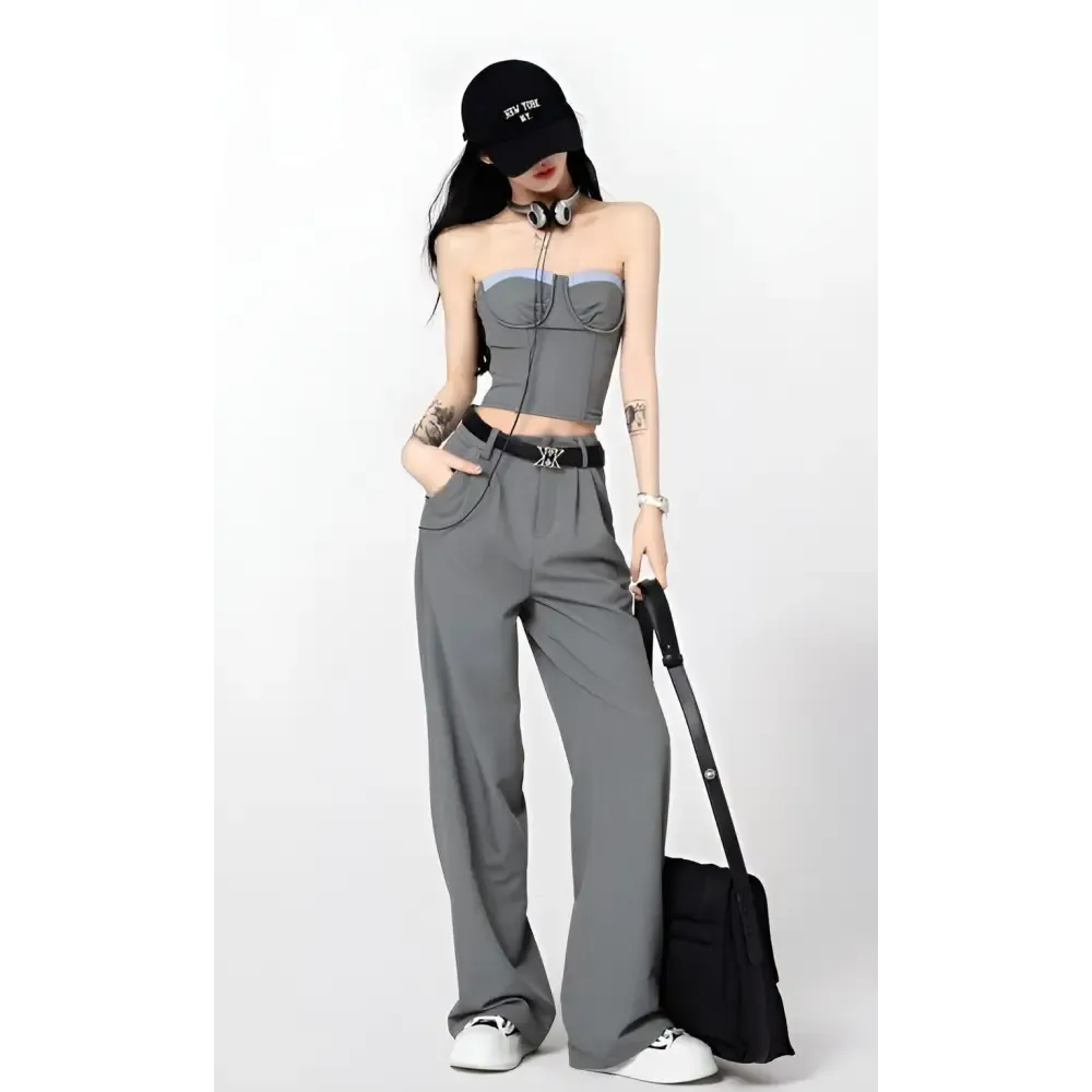Corset Top and Wide Leg Pants Set for Stylish Outfits