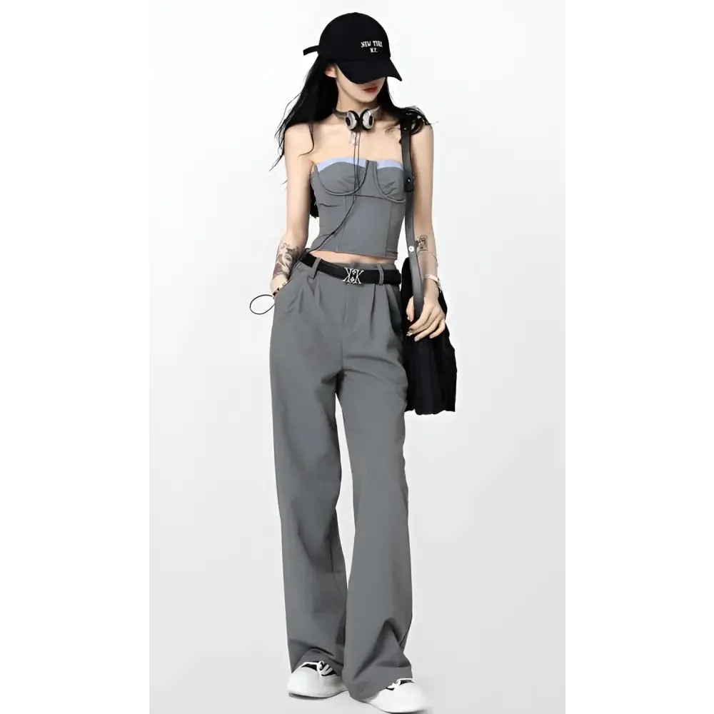 Corset Top and Wide Leg Pants Set for Stylish Outfits