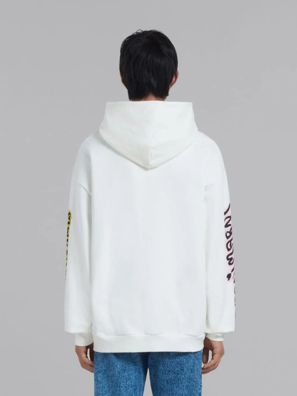 Cotton Hoodie With Graffiti Prints