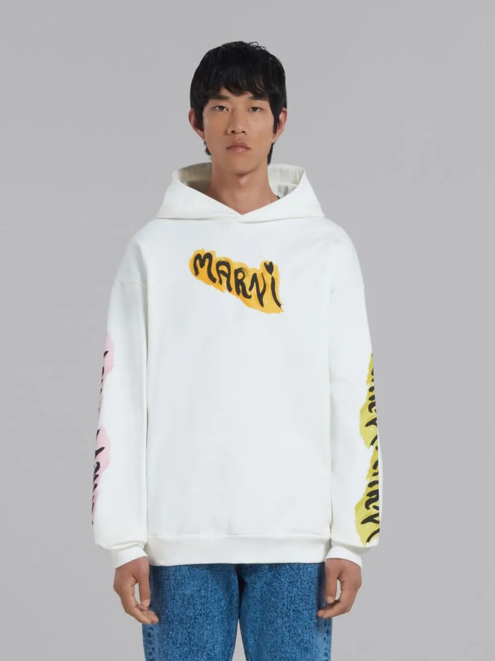 Cotton Hoodie With Graffiti Prints