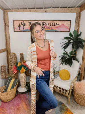 Cream Aztec Pattern Long Lightweight Cardigan