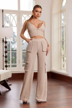 CROCHET SEXY TANK TOP WITH CARGO PANT