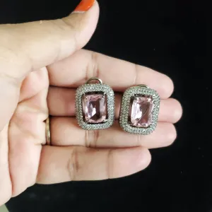 Cubic Zirconia Classic Tops With Black Plating Pink