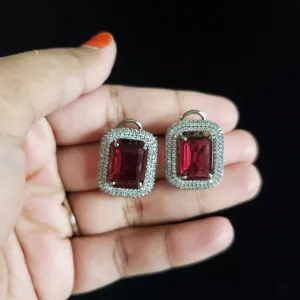 Cubic Zirconia Classic Tops With Black Plating Ruby