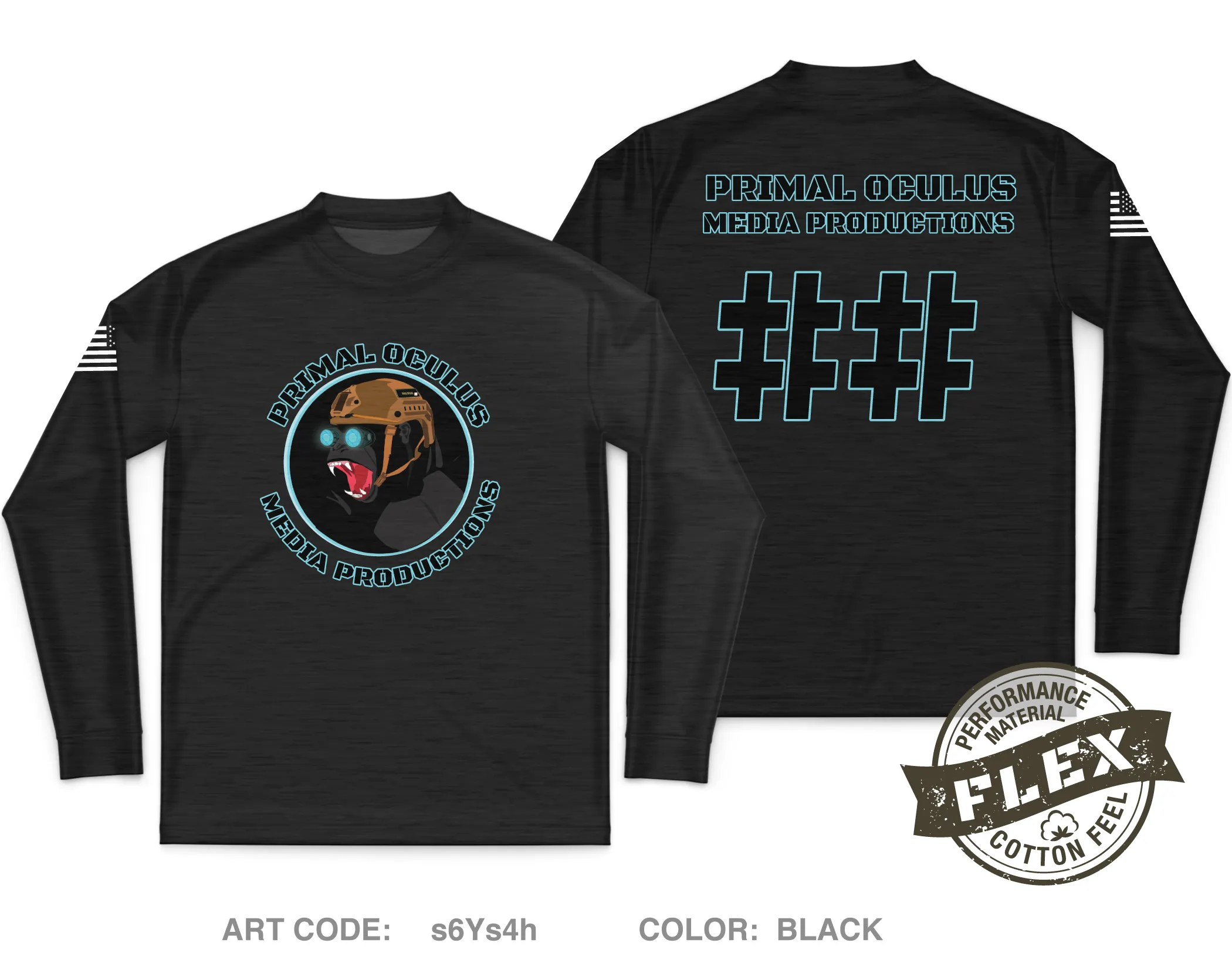CUSTOM Primal Oculus Media Productions Core Men's LS Flex Performance Tee - s6Ys4h