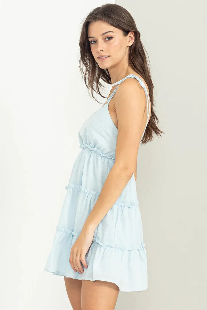 Cute Tie Strap Swiss dot Mini Dress
