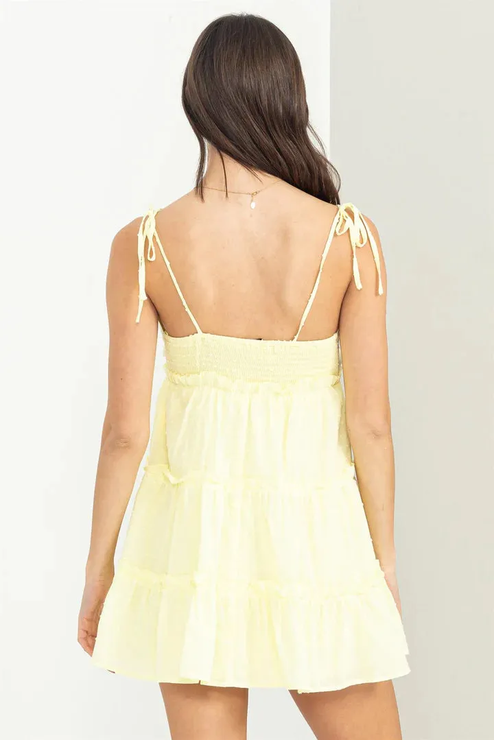 Cute Tie Strap Swiss dot Mini Dress