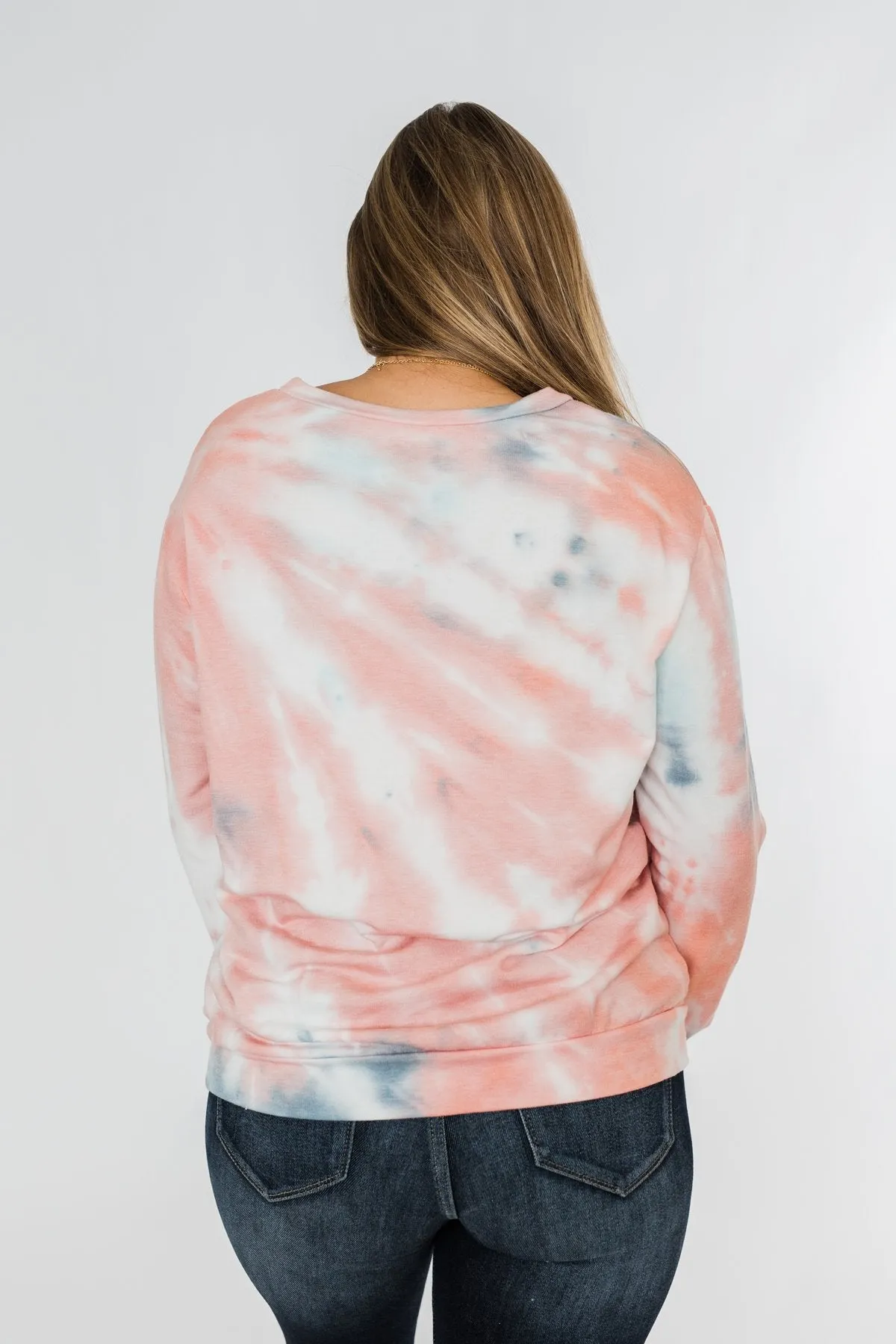 Days Of Endless Wonder Tie Dye Top- Ivory, Peach, Navy
