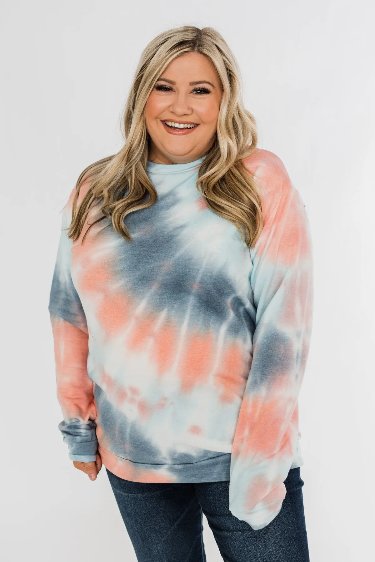 Days Of Endless Wonder Tie Dye Top- Ivory, Peach, Navy