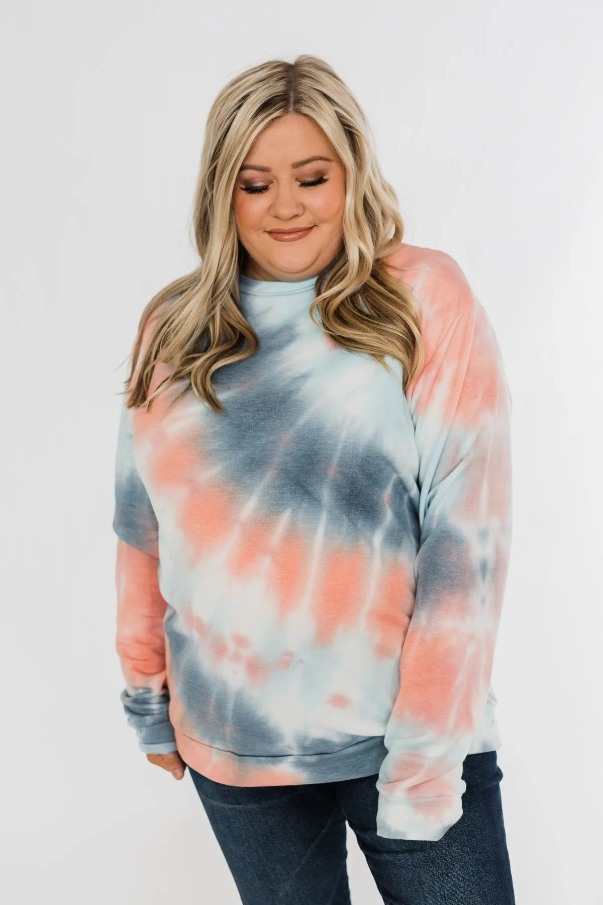 Days Of Endless Wonder Tie Dye Top- Ivory, Peach, Navy