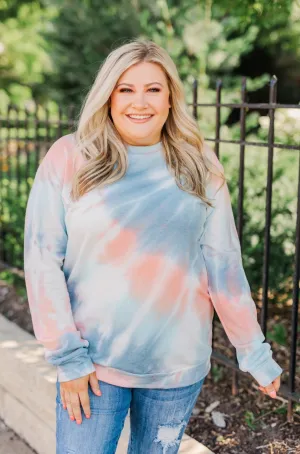 Days Of Endless Wonder Tie Dye Top- Ivory, Peach, Navy