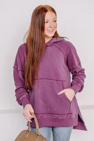 Deb Washed Oversized Hoodie | Berry