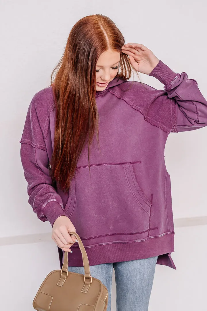 Deb Washed Oversized Hoodie | Berry