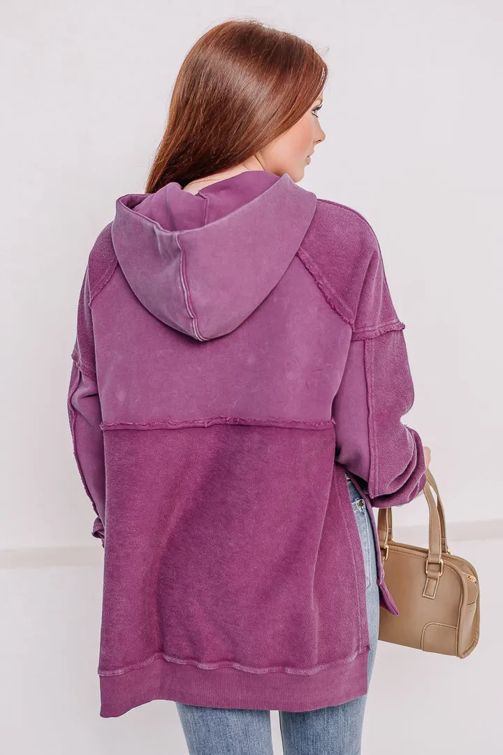 Deb Washed Oversized Hoodie | Berry