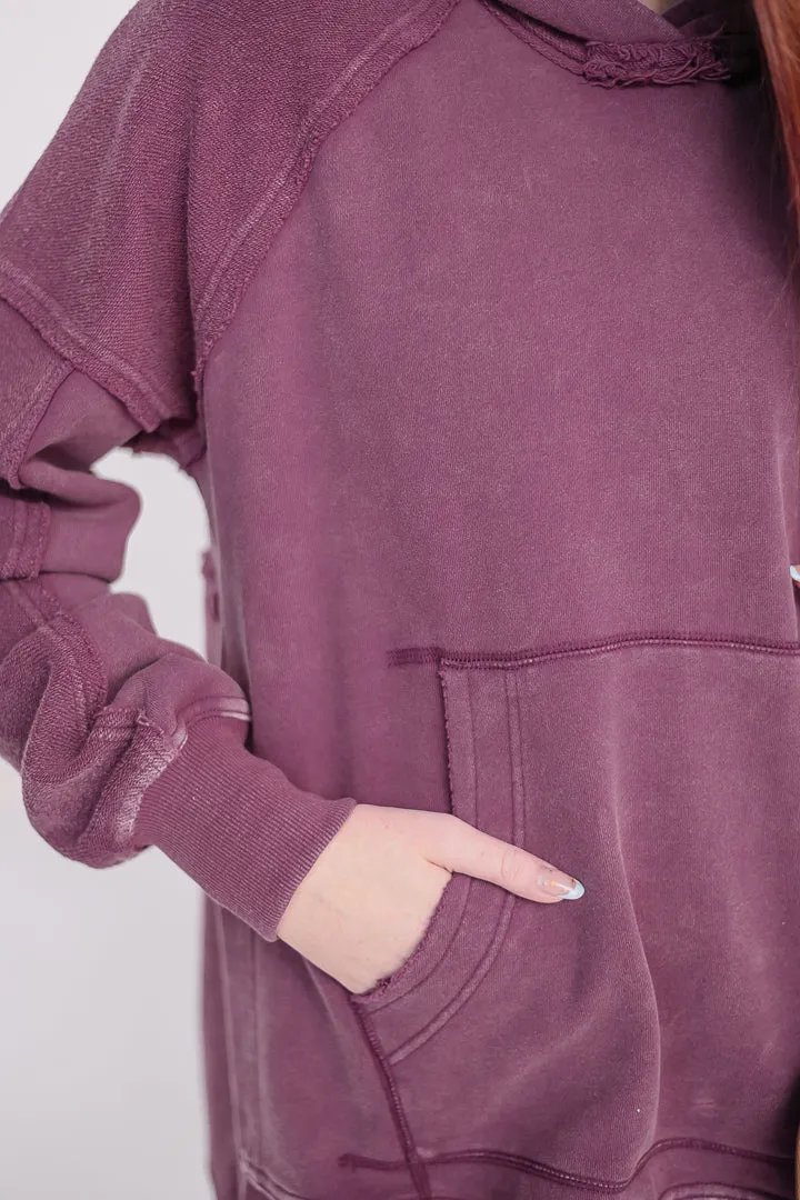 Deb Washed Oversized Hoodie | Berry