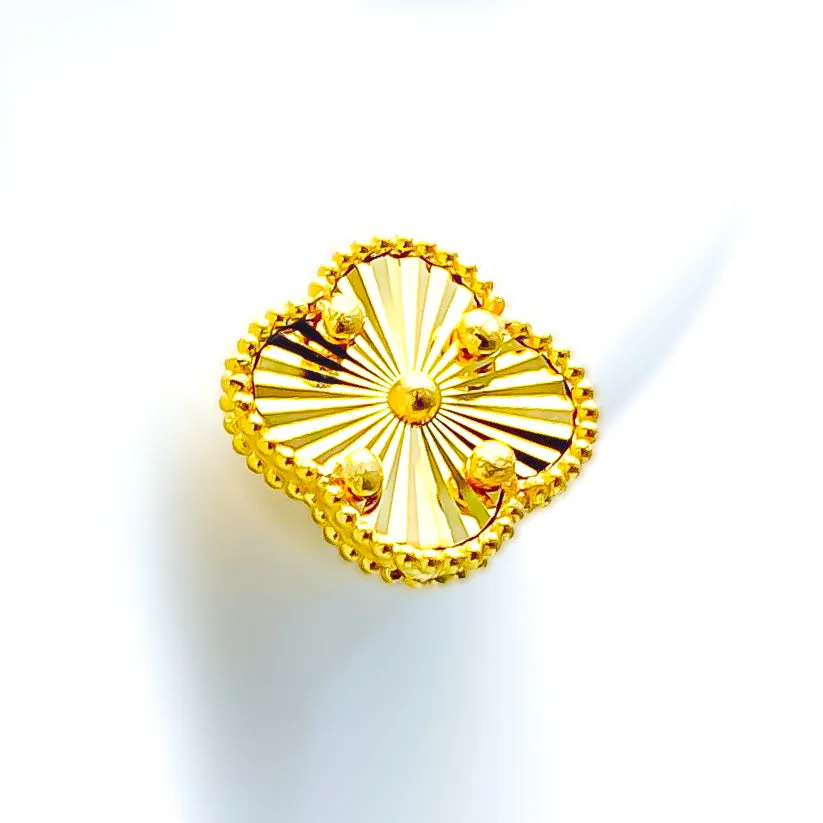 Delightful Opulent 21k Gold Clover Earrings