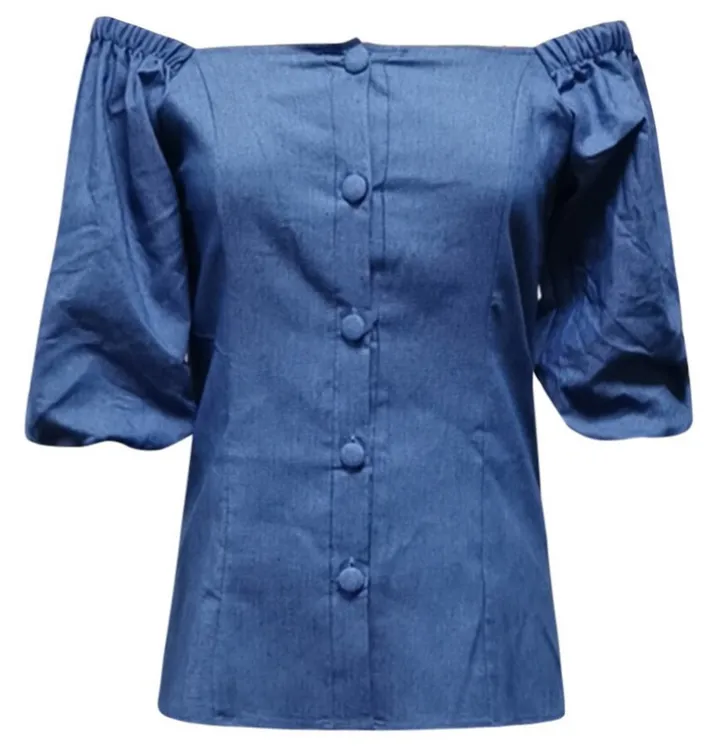 Denim Square Collar Top