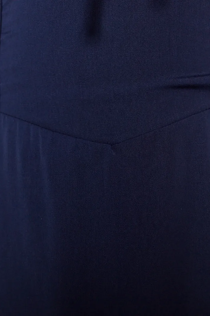 DIANNE FLOWY MAXI DRESS - Navy Satin